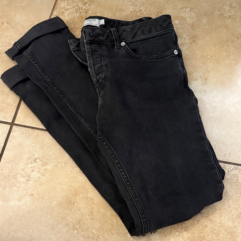 Topman Men's Dark Charcoal Slim Jeans